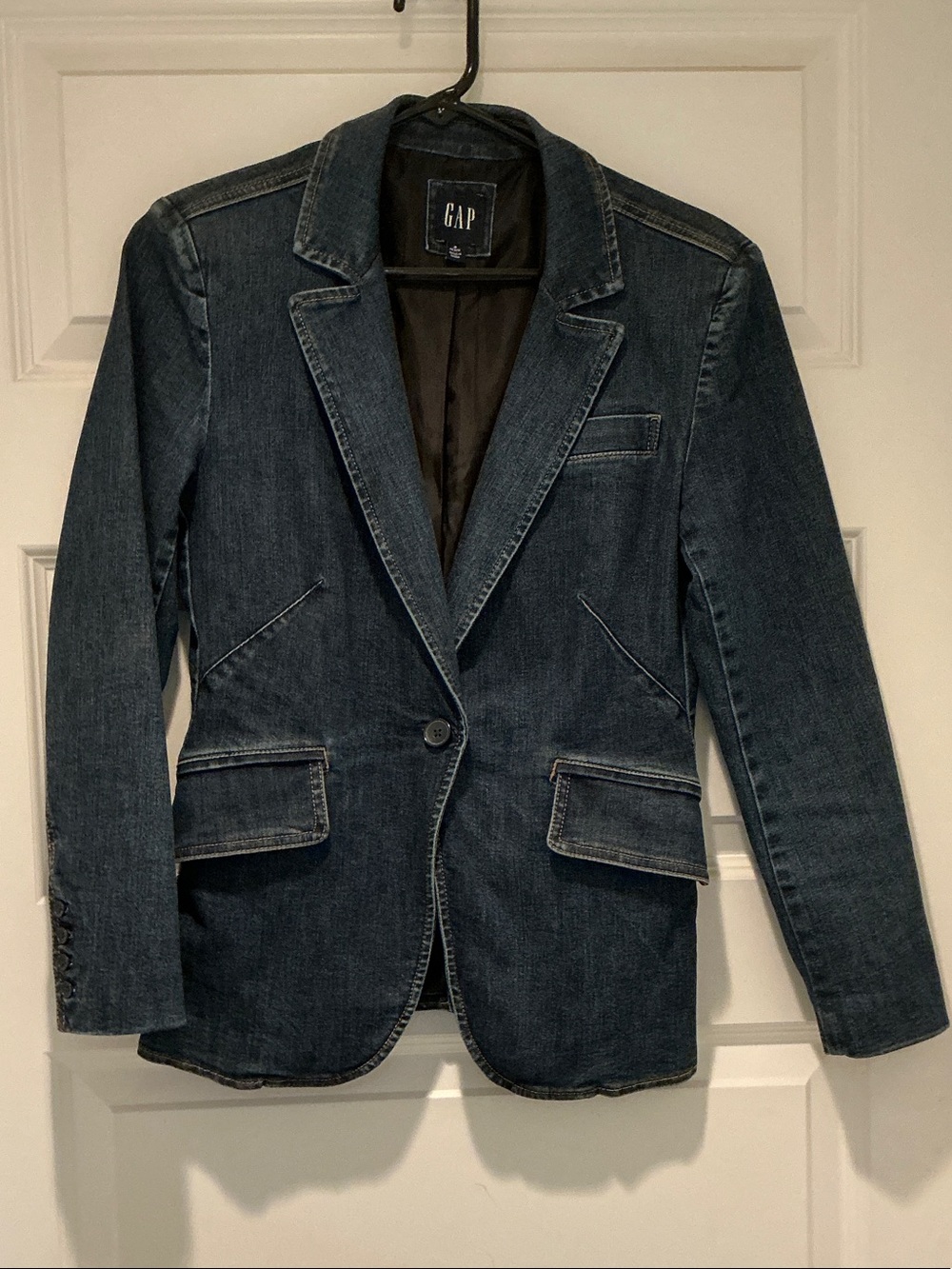 Gap Denim Blazer Jacket in Blue Size 4 Like New